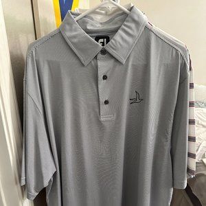 FootJoy Performance Golf Shirt, XL, black and white striped
